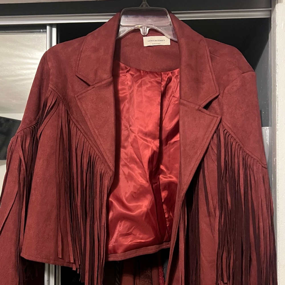 Fringe faux suede jacket, Size XL